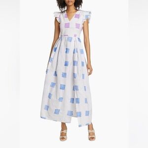 Busayo Hand-Printed V-Neck Maxi Dress